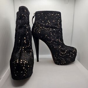 alice olivia fur booties size 37 1/2 Boots Designer Stiletto Zipper Shoes 7.5